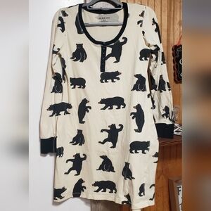 Little Blue House Cabincore Pajamas Nightgown Oversized Med Cotton Cozy Comfy